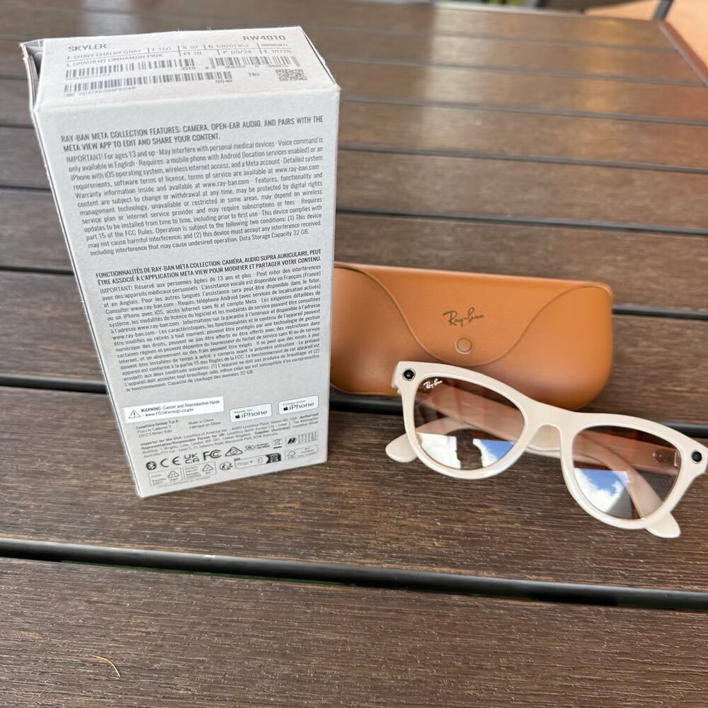 Ray-Ban Meta Skyler Glasses - Shiny Gray Frames, Pink Lenses Sunglasses - Picture 1 of 7